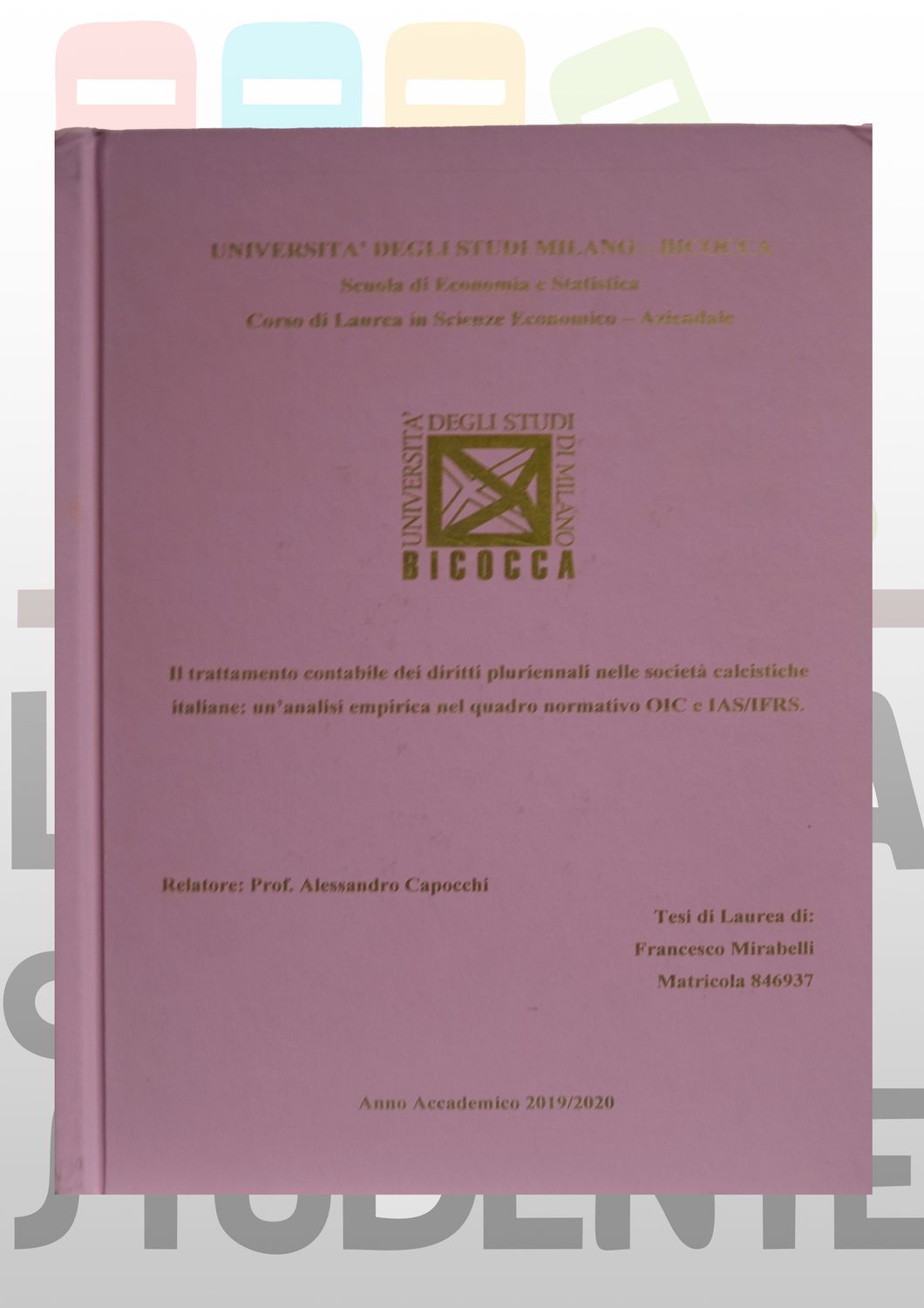 Rilegatura Tesi di MODERN ROSA stampa oro /argento