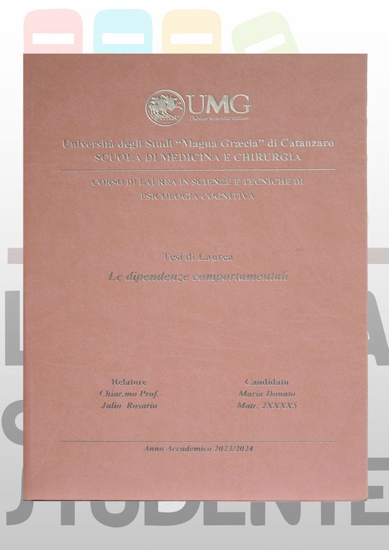 Rilegatura Tesi di Laurea CORALLO ROSA stampa oro /argento