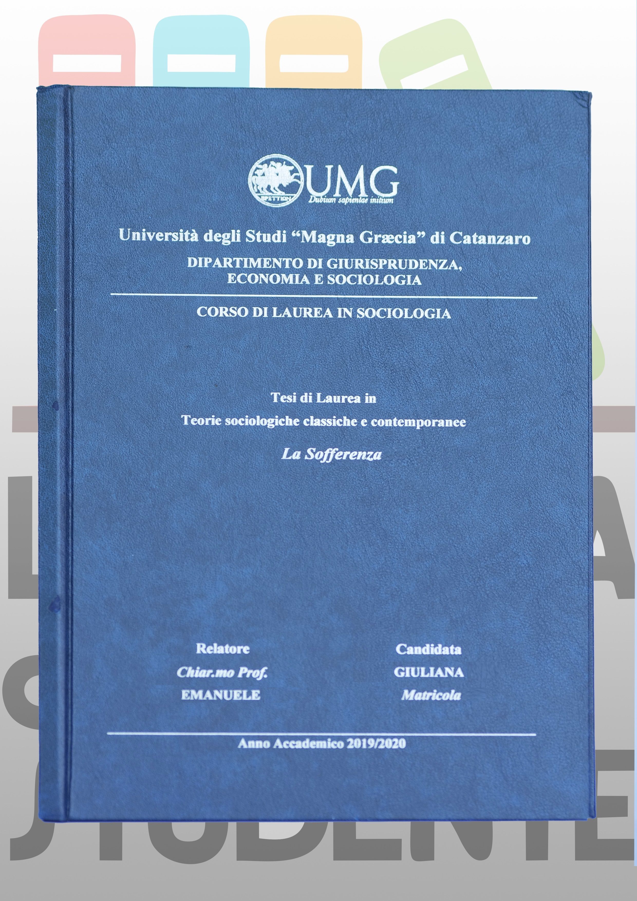 Rilegatura Tesi di Laurea STYLE BLU stampa oro/argento