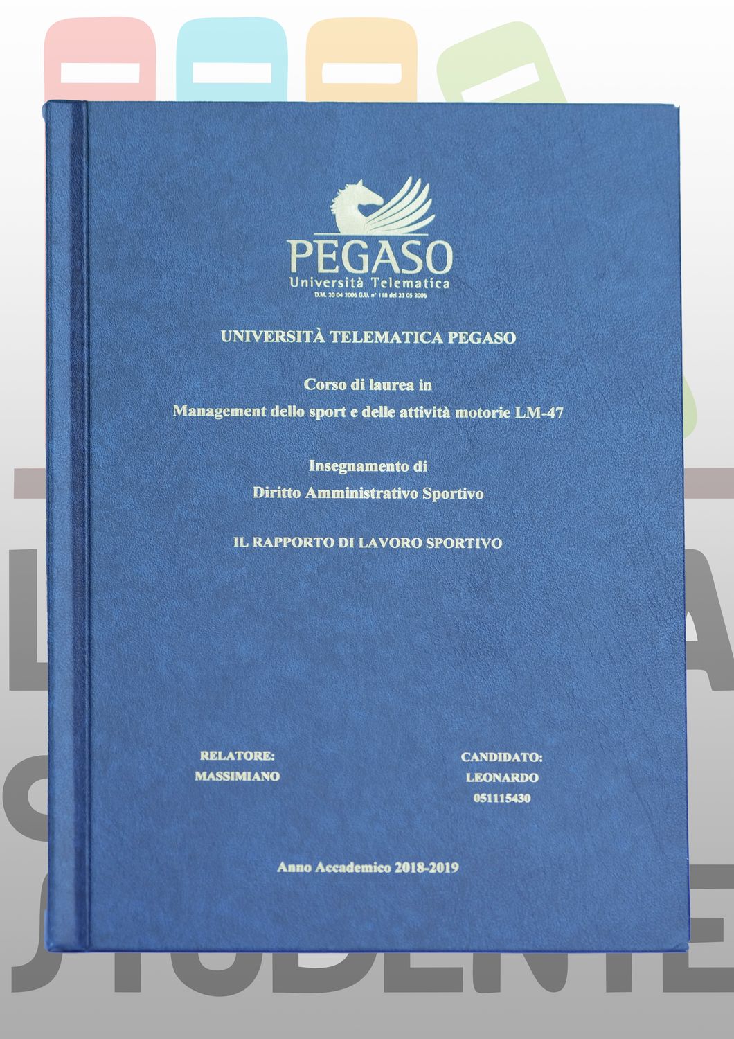 Rilegatura Tesi di Laurea STYLE BLU stampa oro/argento