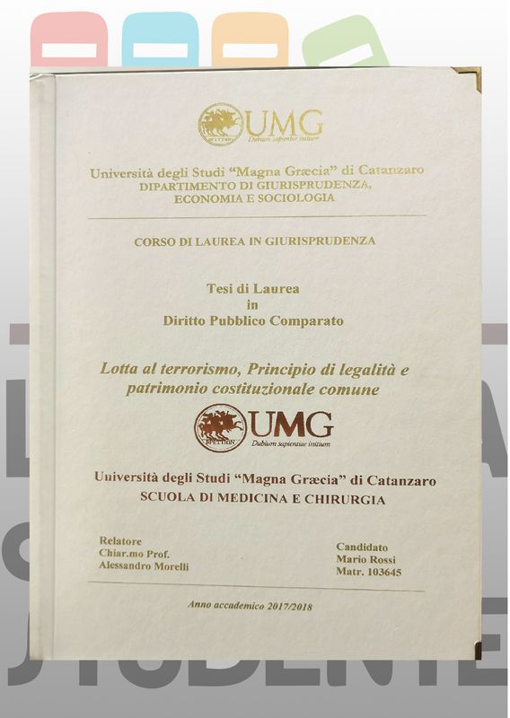 Rilegatura Tesi di Laurea ARTIC stampa oro/rame