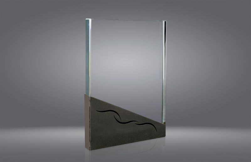 Premio cristal rectángulo semi metálico