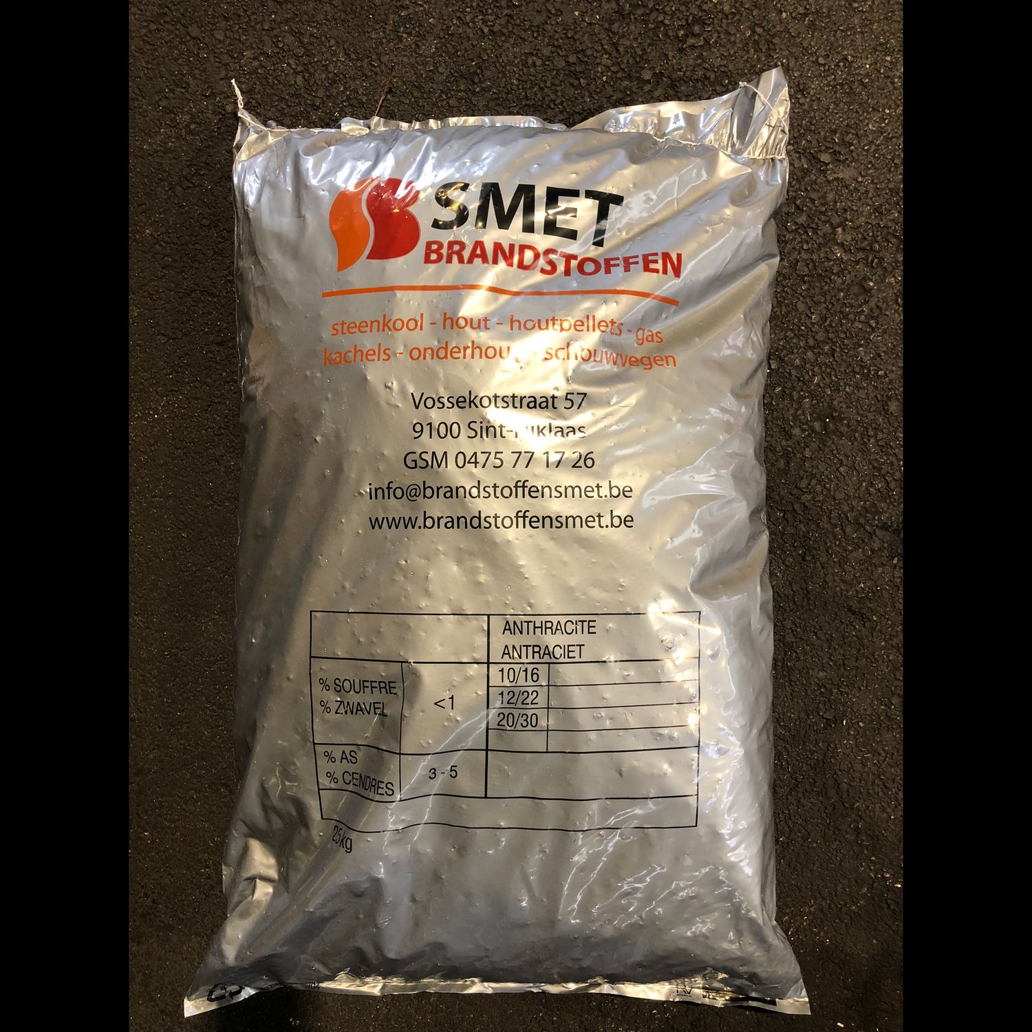 12/22 Super (100% antraciet) zak 25 kg - AFGEHAALD