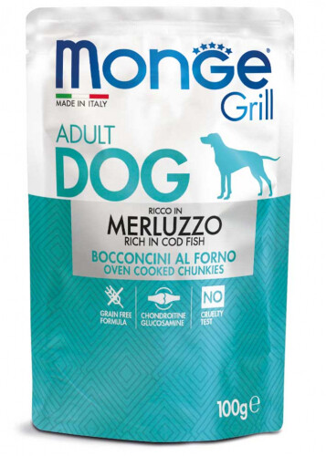 Monge Grill Bocconcini – Ricco in Merluzzo – Adult