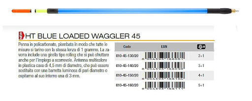 Galleggiante Inglese Trabucco - HT BLUE LOADED WAGGLER 45 - 5+1gr
