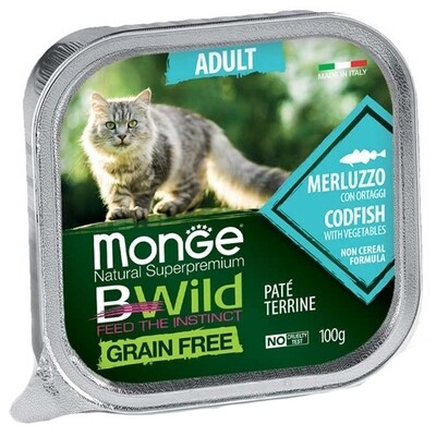MONGE - BWild Grain Free Adult Patè Merluzzo