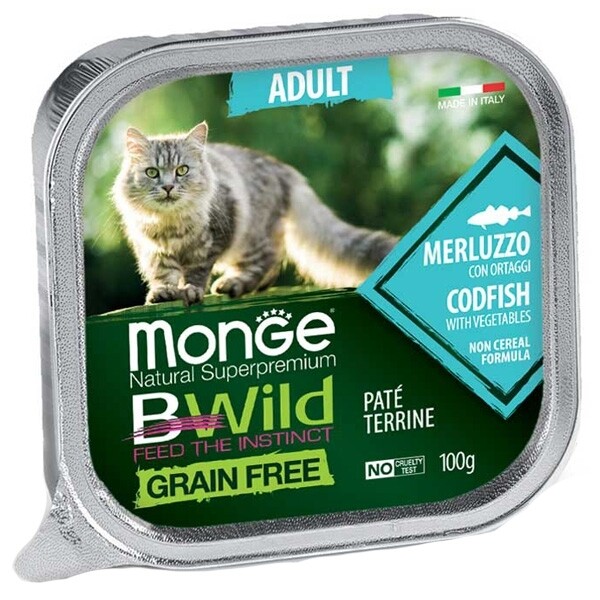 MONGE - BWild Grain Free Adult Patè Merluzzo