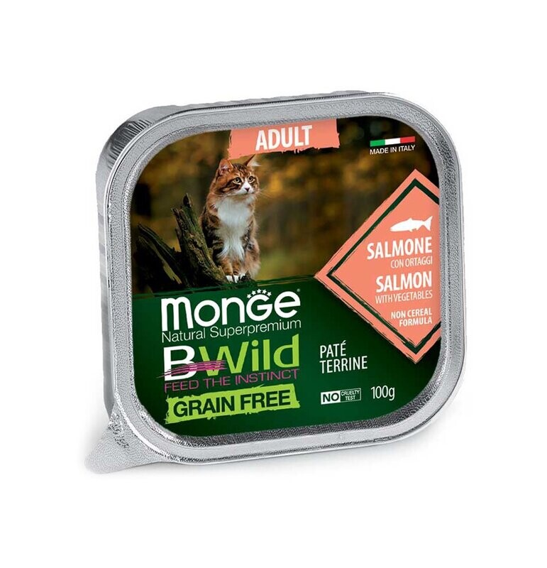 MONGE-BWild Gatto Adult al Salmone con Ortaggi