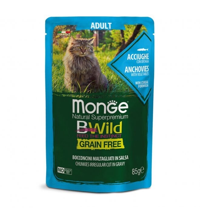 MONGE-BWild Gatto Adult alle Acciughe con Ortaggi