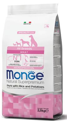 MONGE Natural Superpremium All Breeds Adult Monoprotein Maiale con Riso e Patate