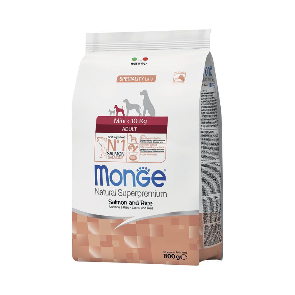 MONGE Natural Superpremium Mini Adult Monoprotein Salmone con Riso