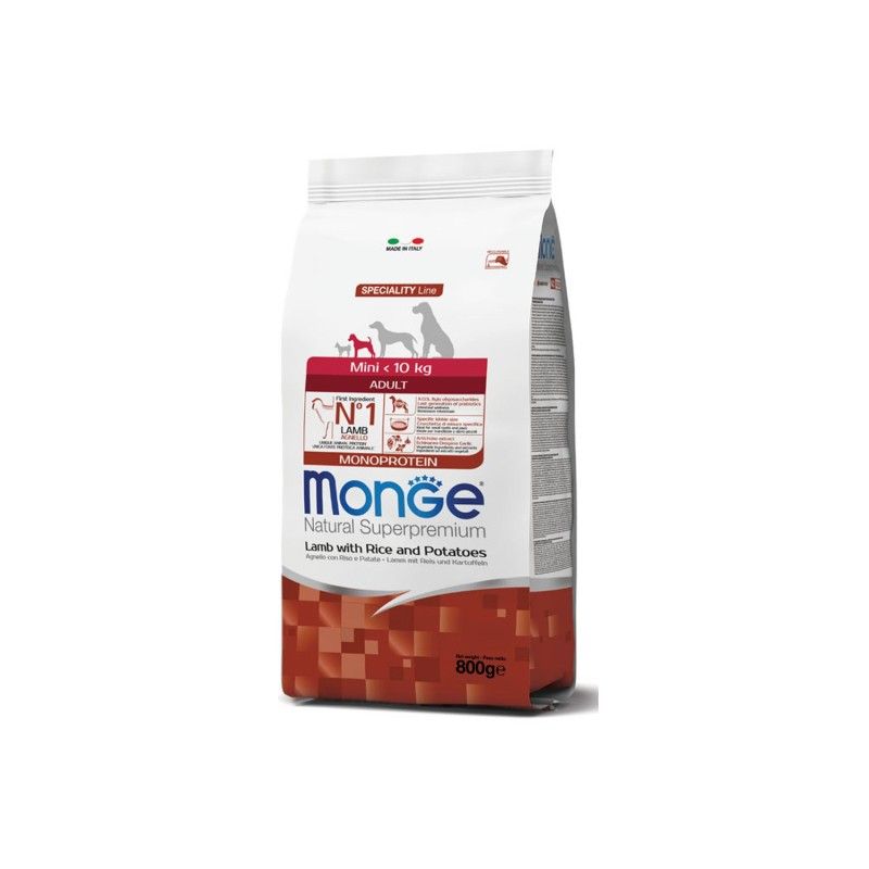 MONGE Natural Superpremium Mini Adult Monoprotein Agnello con Riso e Patate