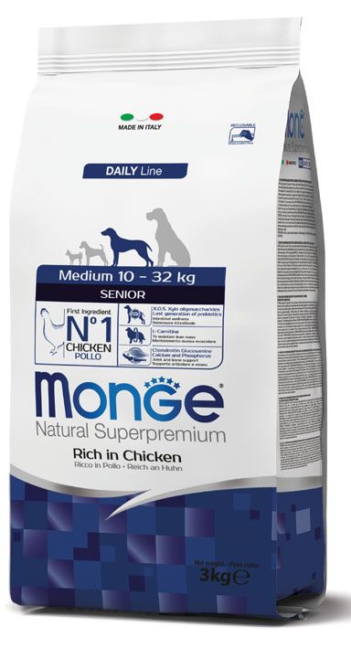 MONGE Natural Superpremium Medium Senior Ricco in Pollo