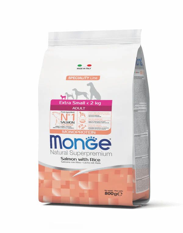 MONGE  Natural Superpremium Extra Small Adult Monoprotein Salmone con Riso