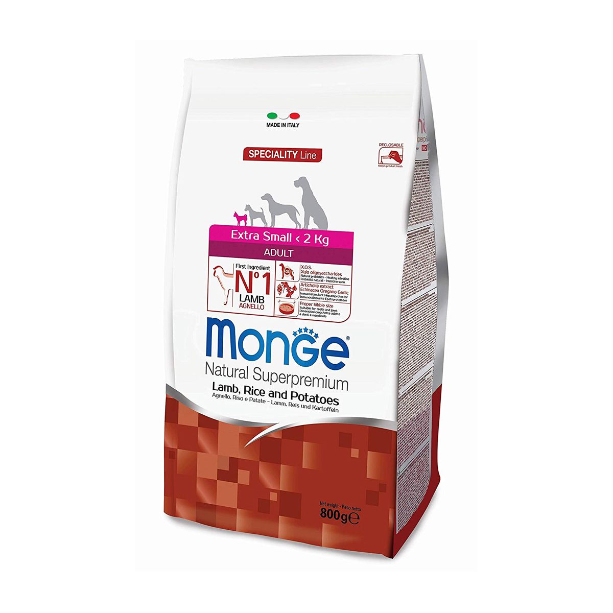 MONGE Natural Superpremium Extra Small Adult Agnello con Riso e Patate