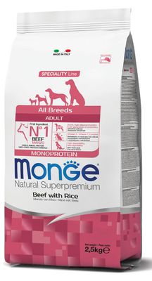 MONGE Natural Superpremium All Breeds Adult Monoprotein Manzo con Riso