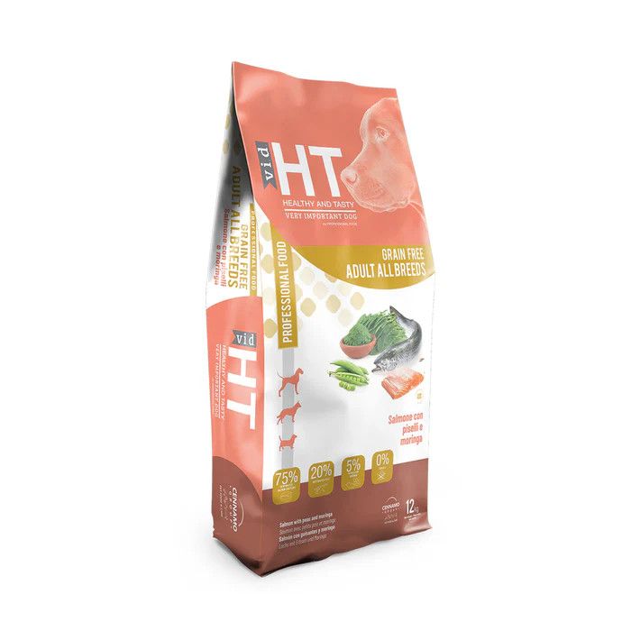 HT- Healthy And Tasty
Adult All Breeds Salmone, piselli e moringa 12kg