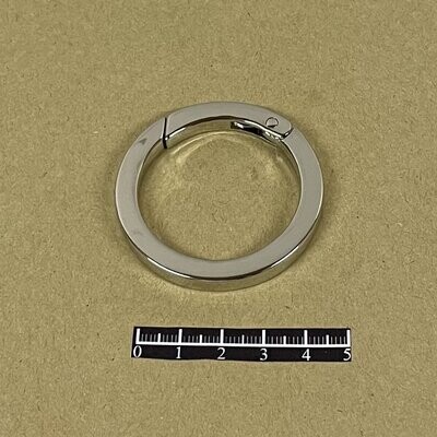 Mousqueton rond plat 38mm Nickel - x 2