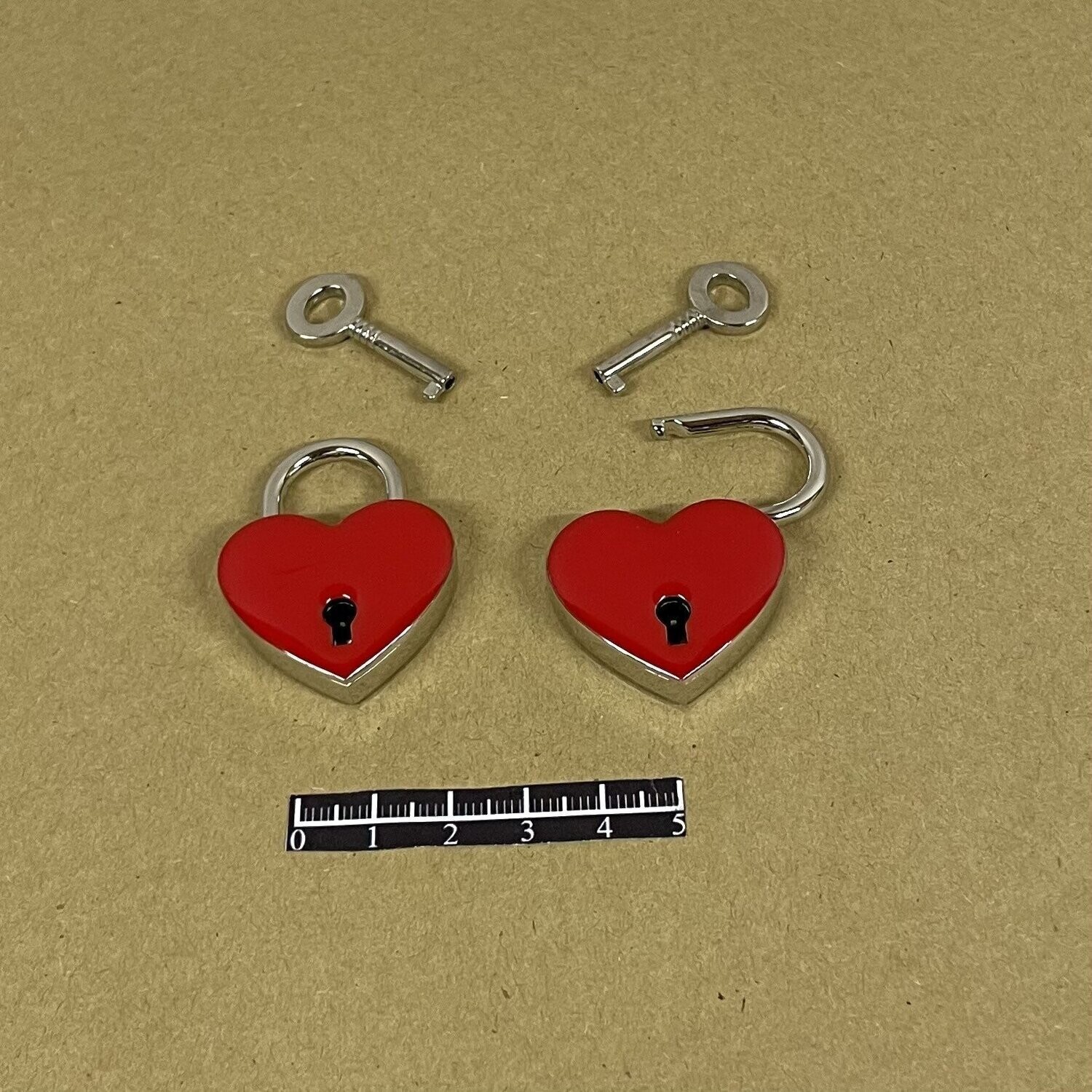 Cadenas cœur - x 2, Motif: Cœur rouge