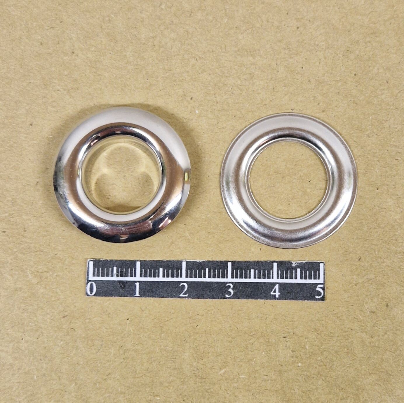 Ensemble œillet bombé Ø15,40mm Laiton Nickel - x 20, Rondelle: Rondelle simple