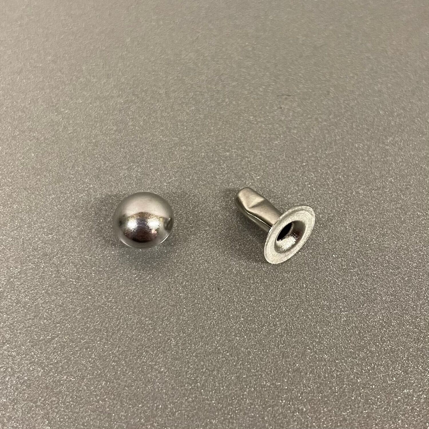 Ensemble rivet sphérique Ø7mm Acier Nickel - x 50, Partie Mâle: Mâle simple