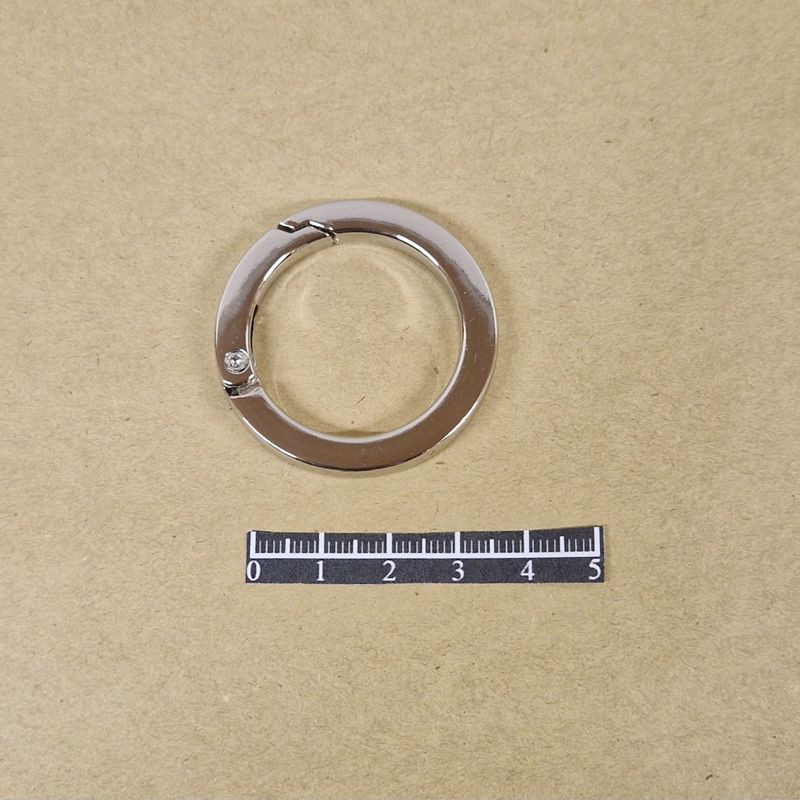 Mousqueton rond plat 30mm Nickel - x 2