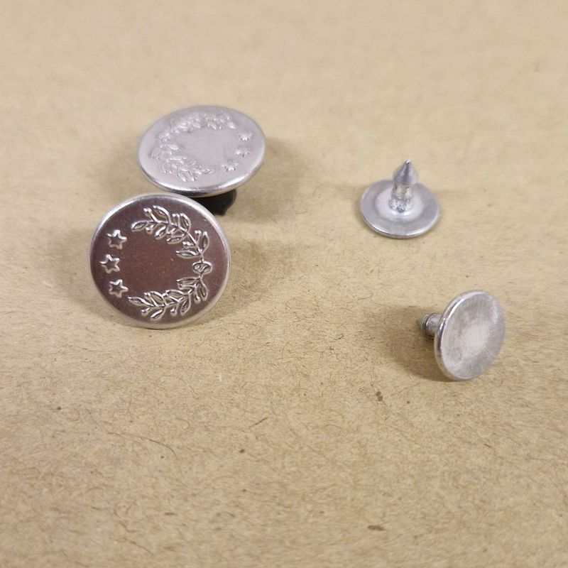 Bouton jean 14mm laurier Nickel x 30
