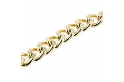 Flat-link or diamond-cut steel chain; available in nickel and gold finishes.