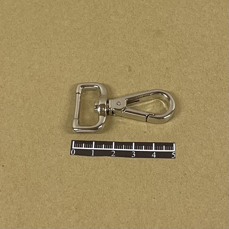20mm snap hook with rectangular loop – nickel-plated Zamak