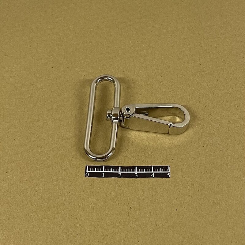 Nickel snap hook with 50 mm oval eyelet