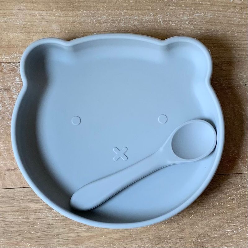 PLATO OSO CON CUCHARA SILICONA