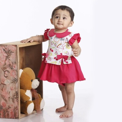 Frill Sleeves Cotton Frock For Baby Girl