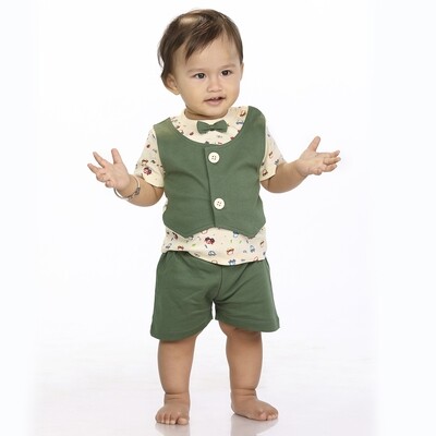 Party Dress Short Sleeve Cotton Tee With Jacket &amp; Shorts For Baby Boy