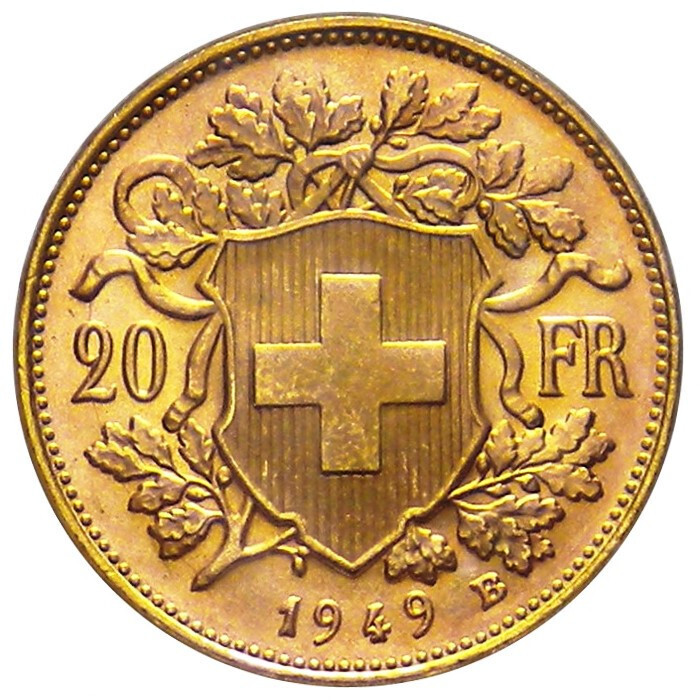 MARENGO D’ORO DA 20.- FRANCHI SVIZZERI DEL 1949