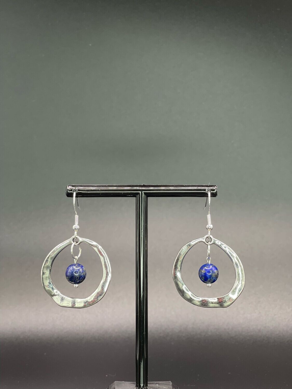 Lapis Hammered Hoops