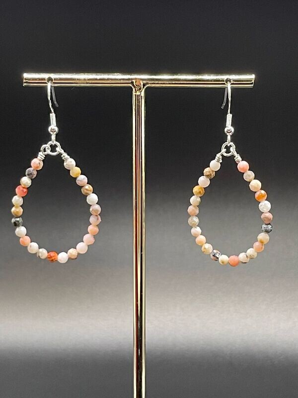 Pink Opal Tear Drop Earrings