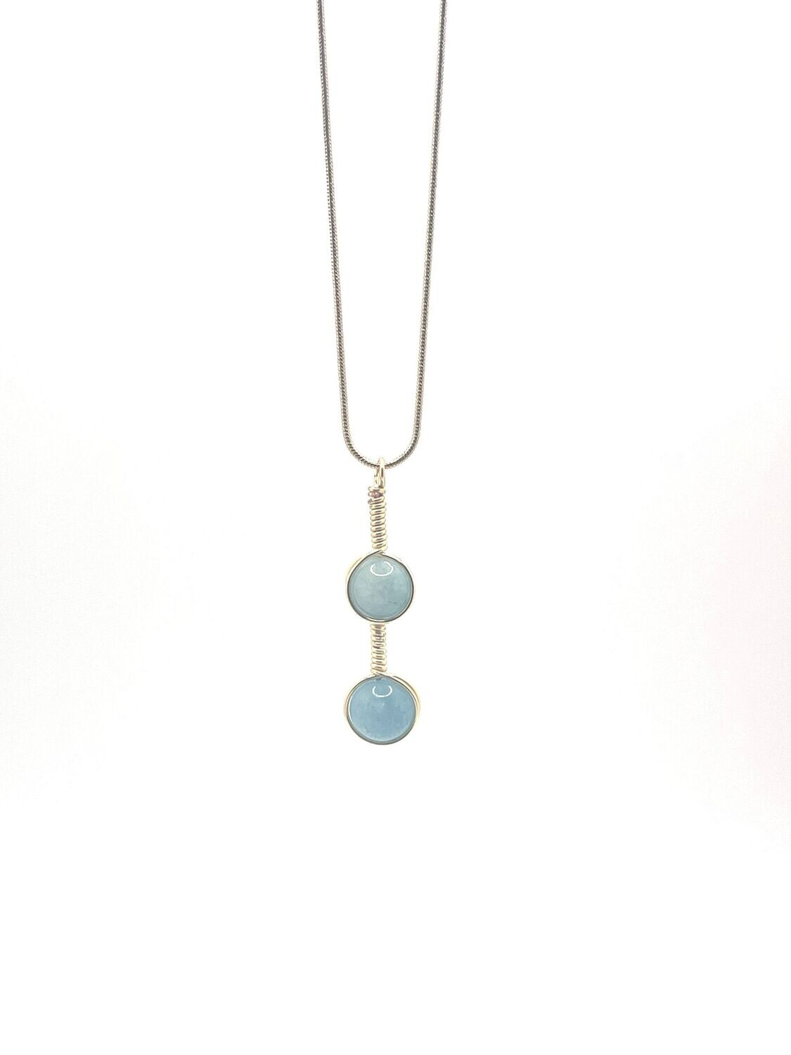 Aquamarine 2 Stone Necklace