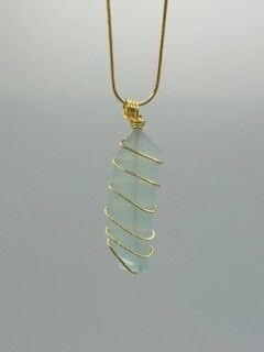 Mint Seaglass Necklace with Gold