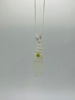 White Seaglass with Peridot