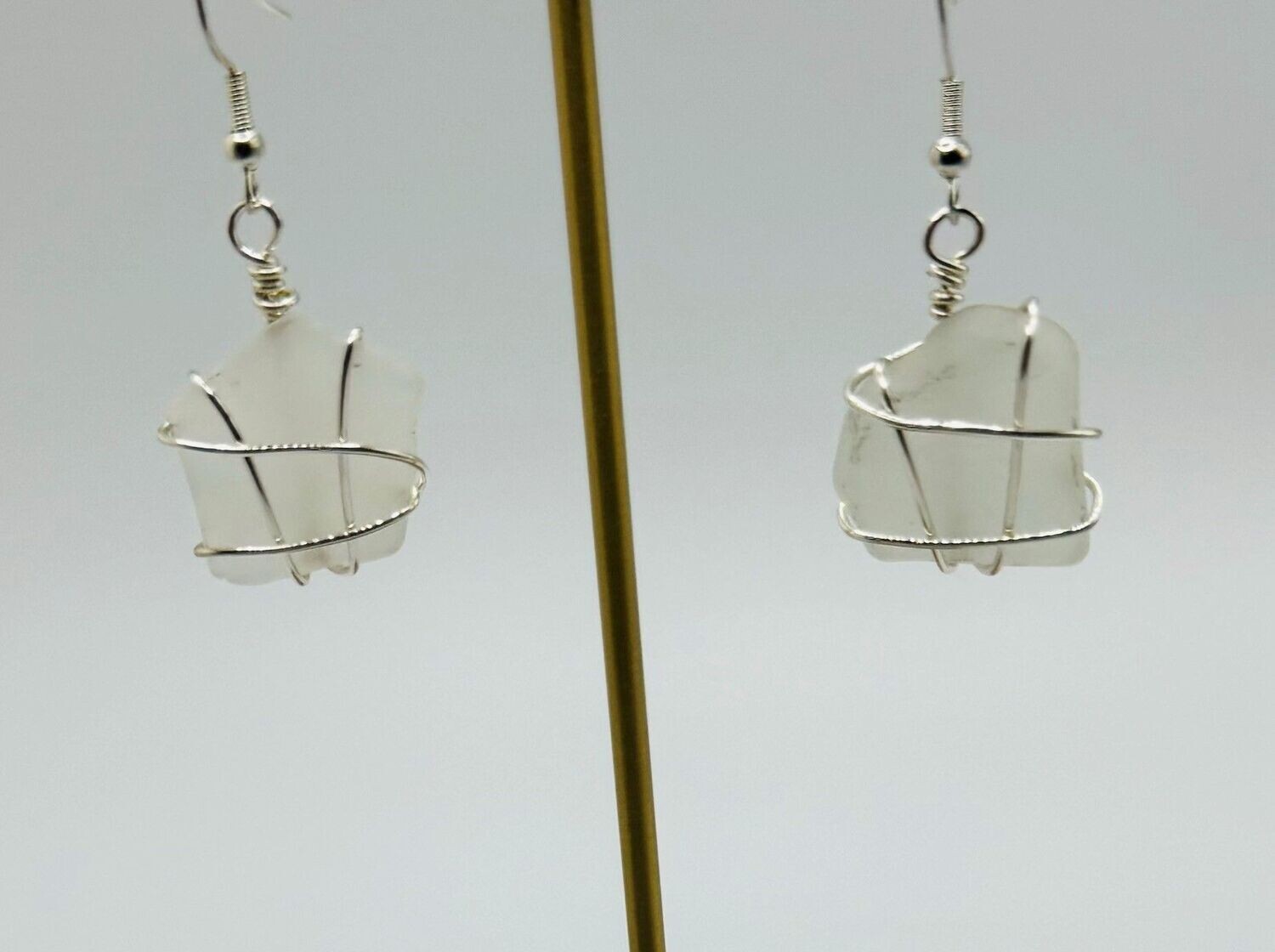 White Seaglass Earrings