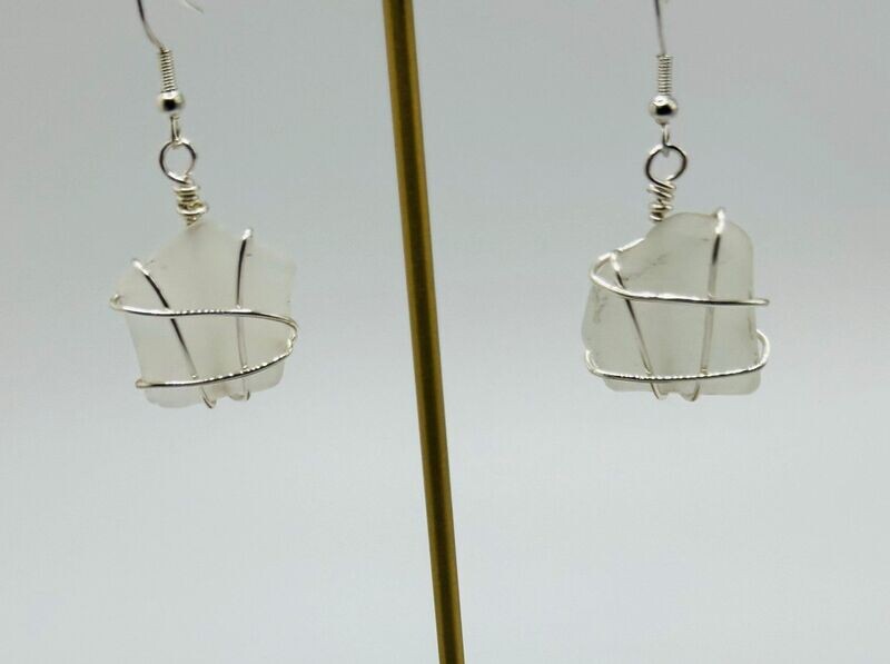 White Seaglass Earrings
