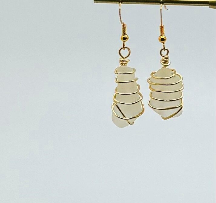 White Seaglass Earrings