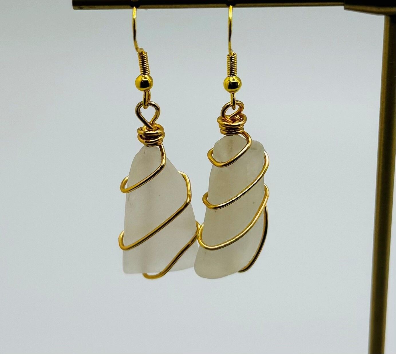 White Seaglass Earrings