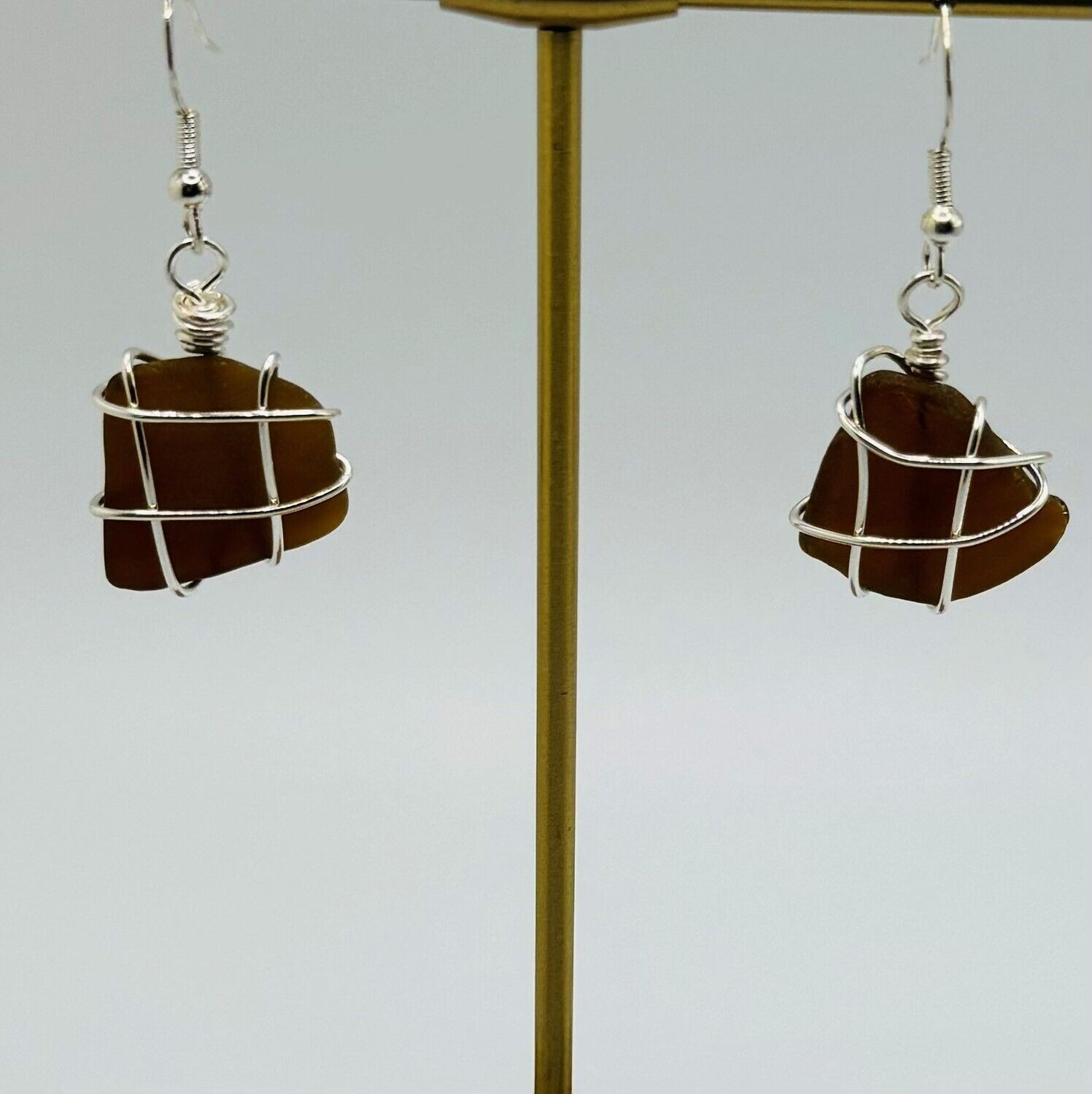 Brown Seaglass Earrings