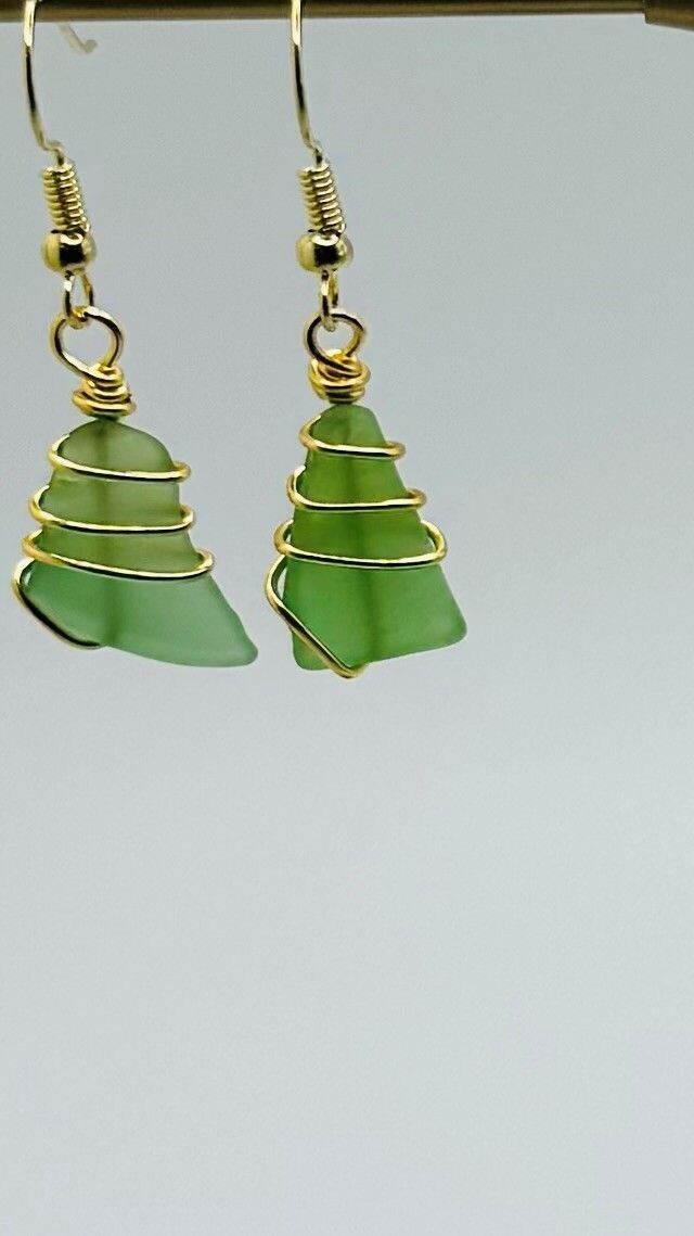 Green Sea Glass Earrings