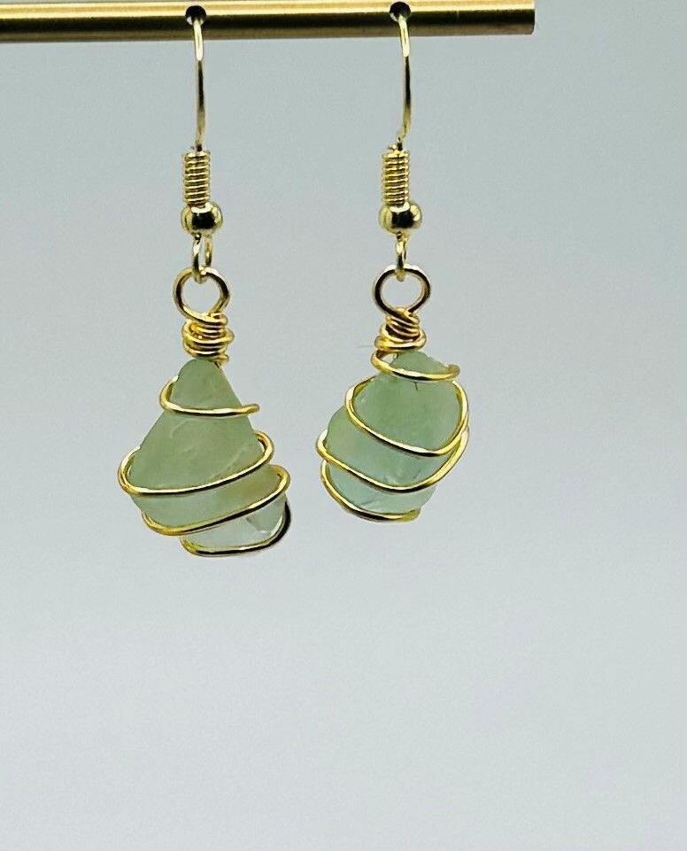 Green Sea Glass Earrings