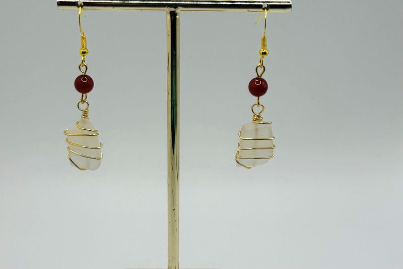 Seaglass and Gemstone Earrings