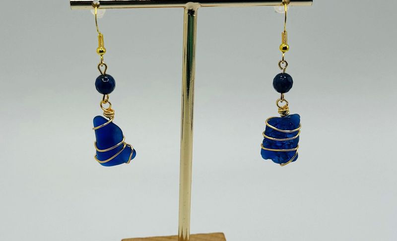 Seaglass and Gemstone Earrings