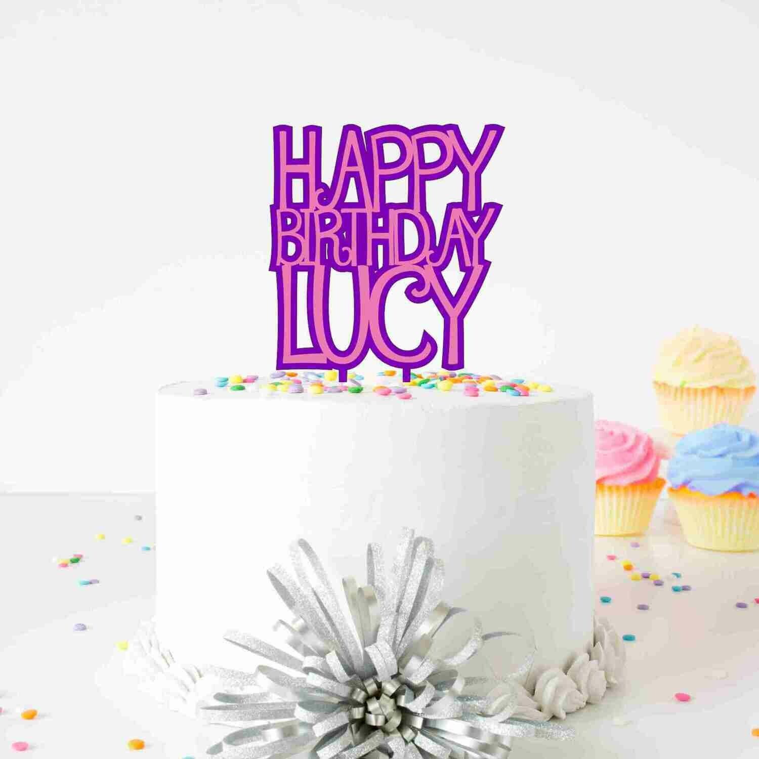 Personalised Happy Birthday cake topper (double layer)