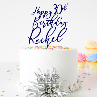 Custom name & age Happy Birthday cake topper